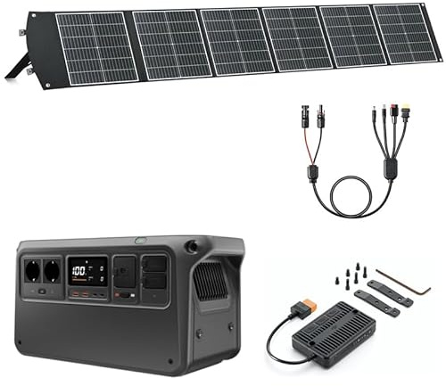 DJI Power 1000V2 - Estación de alimentación portátil de 1024 Wh, con 1 panel solar plegable de 200 W, 1 MC4 a DC5525 Male / DC7909 Male/Anderson 30A / XT60 Female, 1 x MPPT.