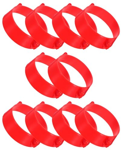 Mipcase 10 Conectores de Cadena de Construcción en Abs Rojo, Diseño de Anillo de Cono Ligero Que Previene el Deslizamiento para Postes de Barrera en Exteriores