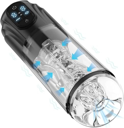 Automatischer Saug-Masturbator für Männer – Elektrischer Cup mit 10 Vibrations- und Saugmodi, freihändiger Blowjob-Stroker, realistische Taschenmuschi mit 3D-Textur, Penisstimulator