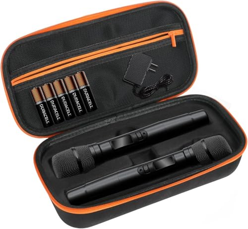 Wireless Microphone Case Compatible with JBL PartyBox Wireless Mic - 2X Digital Wireless Microphones,Protable Mic Travel Bag Storage Box for Receivers, Adapters, AA Batteries,Charger (Box Only)