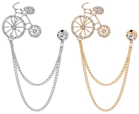 DOITOOL Spille da Bicicletta Eleganti 2 Pezzi Dettagli Delicati e Diamanti Imitazione in Ferro per Abbigliamento e Zaini
