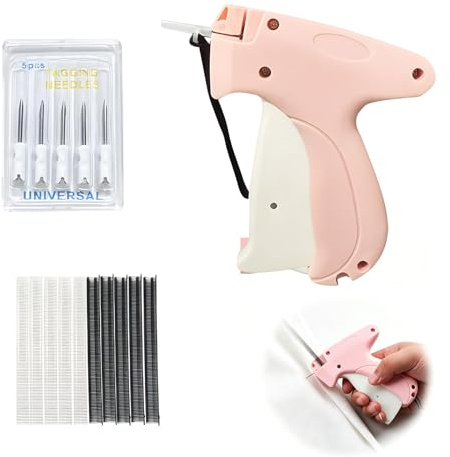 Vauki Pistola per etichette per abbigliamento – Etichettatrice con 5 aghi di ricambio e 2000 spille in plastica, pistola per etichettatura per abbigliamento, calze e cappelli (rosa)