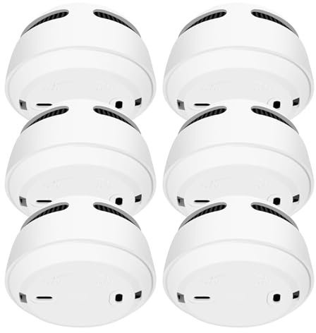 Detecteur de Fumée, 6 Pièces Détecteur de Fumée Batterie de 10 Ans Alarme Incendie Detecteur Fumee, Bouton Test/Silence, Blanc, 85 DB