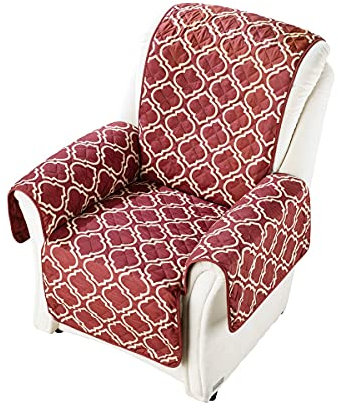 viva domo Wende-Sesselschoner, Sitzbezug mit Armlehnen, Sesselüberwurf, Polsterschutz, Schonbezug, 179x165 cm, warm und weich zur Schonung der Polster, Bordeaux