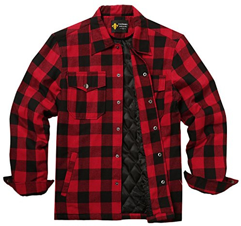 COOFANDY Camisa De Leñador Camisa De Navidad A Cuadros para Hombre Camisa De Franela De Algodón Camisa Térmica De Invierno Forrada para Hombre Rojo S