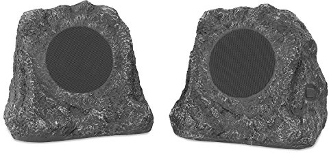 Victrola Outdoor Rock Speaker (Pair) – IPX4 Rechargeable Outdoor Bluetooth Speakers for Garden, Patio, Built for All Seasons, Wireless Music Streaming (Charcoal)