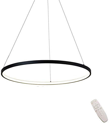 Serin-Eletro Modern LED-Pendelleuchten Schwarz Rund Ring Dimmbar Pendellampe mit Fernbedienung Höhenverstellbar Deckenleuchte für Wohnzimmer Schlafzimmer Esszimmer Küchen Beleuchtung,φ40CM