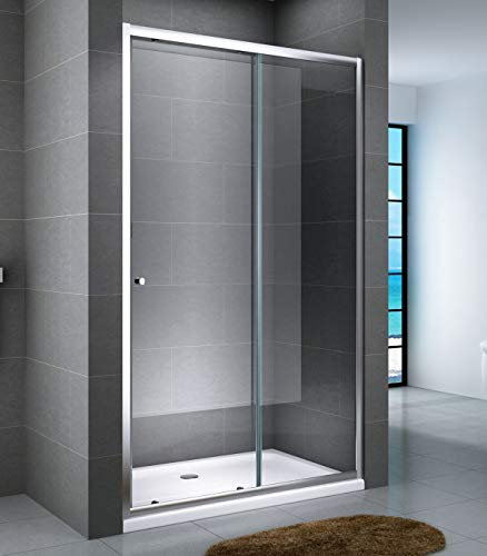 Yellowshop - SMART Porta Nicchia Bagno Cm 120 Anta Scorrevole Struttura In Alluminio, vetro Trasparente E Opaco 6mm, Altezza Cm 190