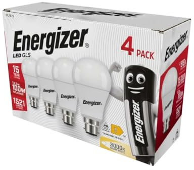 Energizer GLS Replacement LED Bulb 4 Pack (Warm White B22, 100W), (ENGS14423)