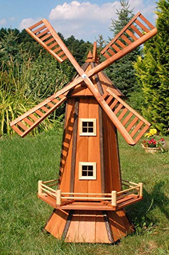 XXL Premium Solar Windmühle 110cm Holz imprägniert+kugelgelagert Garten Deko