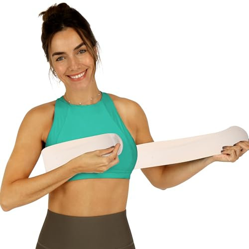 Post Op Breast Augmentation Bra Band | Breast Implant Chest Brace For Women | Compression Wrap Post Surgery Bra Belt | No Bounce Sports Bra Alternative (Fits Most) (Beige, Fits Most)