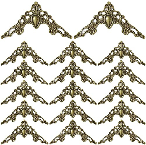 GZGXKJ 40Pcs Antique Bronze Decorative Corners Protector Metal Book Corners | Retro Edge Cover Flat Protector, Vintage Corner Guards DIY Accessories, For Furniture Cabinet Wooden Box