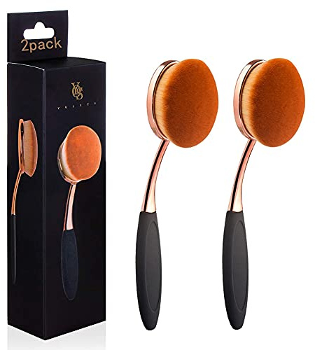 Yoseng Oval Foundation Brush Second Largest Toothbrush makeup brushes Fast Flawless Application Liquid Cream Powder Foundation(2pack)