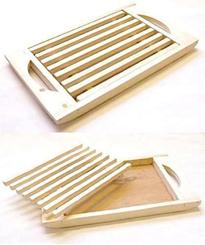Kasahome Tagliere per Pane in Legno Robusto con Griglia Estraibile per Briciole Casa Cucina 37x22 cm