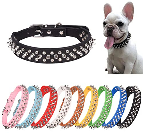 Hundehalsband Mit Leder Stacheln, Spike Katzenhalsband Mit Nieten, HalsbäNder Für Haustiere Welpe Hunde Schwarz XS