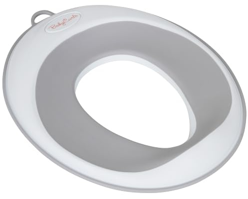 Babycurls Toilet Training Seat Kids Non Slip with Splash Guard Fits Oval & Round Toilets White/Grey for Safe Toddler Loo Potty Training in The Bathroom and Home