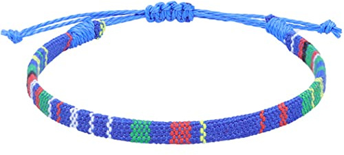 Handcess Boho Fußkettchen Bunte Damen Fussketten Verstellbares Geflochtener Fußkettchen Surfer Fußschmuck für Frauen und Mädchen (Blau)
