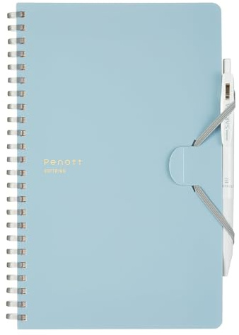 KOKUYO Grid Spiral Journal Notebook, Penott A5 Soft Ring Graph Paper Notebook with 70 Smooth Sheets, 5.7'' x 8.3'' Small Journaling Notebook with Plastic Hardcover, Blue, Japan Import. (SU-SP137S5-B)