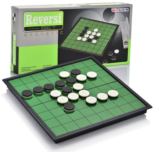 WinSTEM Magnetic Reversi Board Game Set 9.76 with Folding Board Classic Travel Games for Kids and Adults