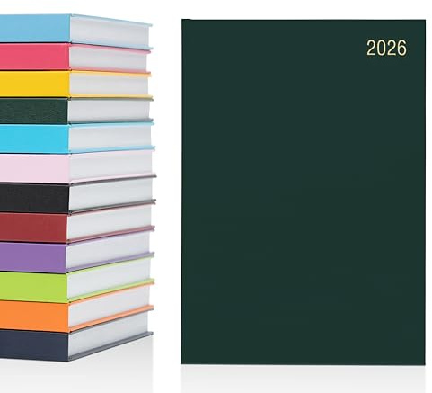 Agenda semainier 2024 A4 avec couverture rigide - 1 page par jour - Vert bouteille - Format A5