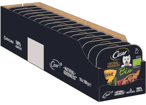 Cesar NATURAL GOODNESS Premium Bio Hunde Nassfutter in der Schale Terrine mit Huhn 16x100g