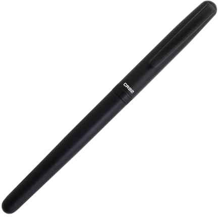 OHTO CR02 Ceramic Rollerball Pen, 0.5mm Fine Point, Medium-Thick Aluminum Barrel with Brass Components, Matte Black, Refillable Water-Based Black Ink, CR02-05-MBK