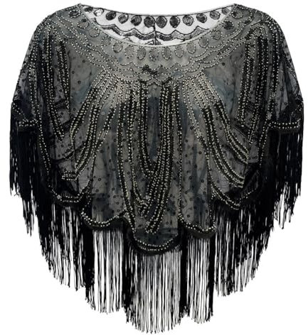 1920er Jahre Frauen Retro Pailletten Stola Schal Umhang Gatsby Schal Abendumhang Hochzeit Braut Schal Wraps Pailletten Bridal Cover Up Evening Cape Flapper 20er Jahre Gatsby Kostüm Accessoires