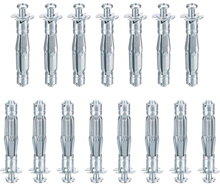 DTGN M5x52mm Hollow Wall Anchors - 15 Pack - Good for Hollow Wall Plaster Walls - Carbon Steel Hollow Drywall Anchors Screws, Silver
