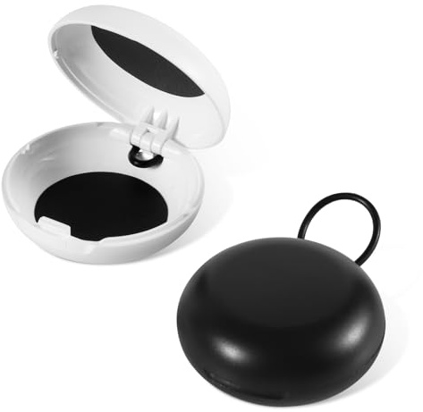 XIHIRCD 2pcs Ear Plug Carrying Cases, Mini Portable Earplug Box Earbud Case Holder with Lanyard Small Storage Case for Travel Business Outdoor Activities Trinkets and Pills (White, Black)