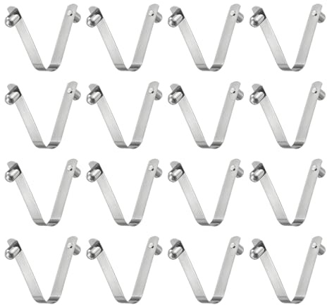 QUARKZMAN 16 Stück Doppelknopf Kajak Paddel Federclip 8x10x60mm 65Mn Federstahl V-förmiger massiver Kajakpaddel Push Snap Clips für Zelte Kajak Paddel Zeltstange
