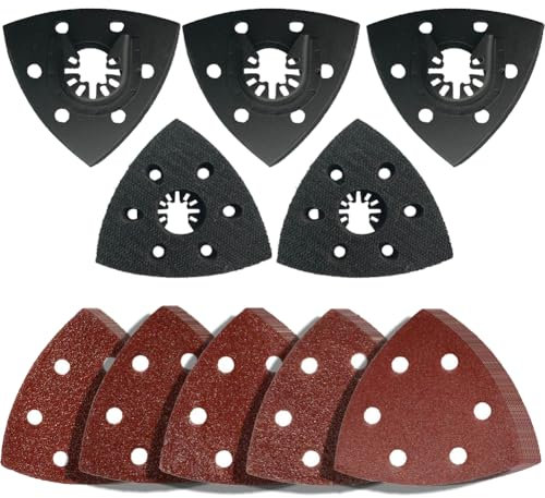 35 Plateau de ponçage Multitool, 5 Plateau de ponçage delta avec trous, 30 Papier abrasif Ponceuse triangulaire, Contient 6 tailles de papier abrasif delta (40/60/80/120/180/240)