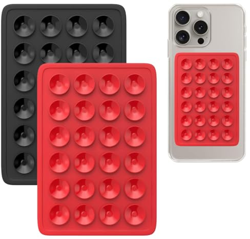 ZILZUFA 2 PCS Ventose in Silicone, Supporto Quadrato a Ventosa, Ventosa per Cellulare su Un Lato in Silicone, Adatto per telefoni cellulari, Power Bank e Guida