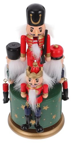 Cabilock Christmas Nutcracker Music Box Wooden Nutcracker Soldier Puppet Figures Ornament Traditional Wood Wind up Musical Box Clockwork Craft Decor for Home Decor, Green