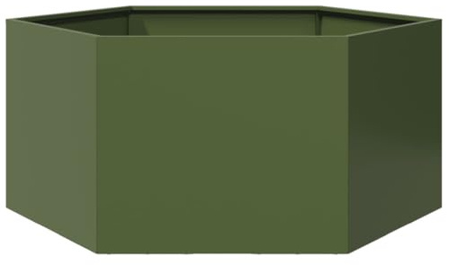 vidaXL Odlingslåda olivgrön sexkantig 104x90x45 cm stål