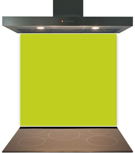 C2G Coloured Toughened Glass Splashback for Kitchen, Tempered Heat-Resistant Glass Splashbacks with Polished Edges for Cooker and Hob Backsplash (Lime, 60 x 60cm)