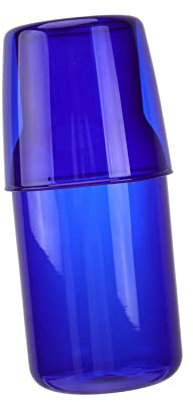 IMIKEYA Conjunto De Jarra y Tazas De Vidrio Azul Para Agua Botella Tapa Para Uso Oficinas y Celebraciones Al Aire