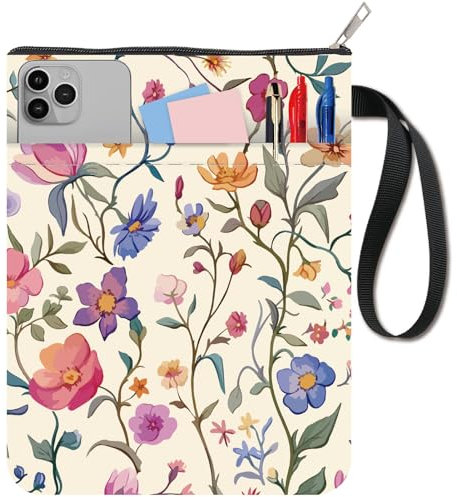 craspire Buchhülle Mit Blumenmotiv Buchschutz Buchumschläge Für Taschenbücher Waschbarer Buchumschlag Aus Stoff Mit Reißverschluss Und Zusätzlicher Ärmeltasche Für Buchliebhaber Geschenke
