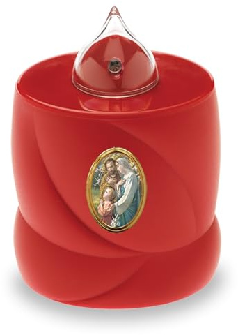 AROBA Lume per cimitero a LED con effetto fiamma - Effetto tremolante come una vera candela - Lunga durata fino a 200 giorni - Candela commemorativa per cimitero, riutilizzabile, lume perenne - Rosso