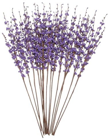 QUARKZMAN 15 Piezas de Flores Artificiales 22 Ramas Falsas de Flores a Granel para Ramos de Hogar Oficina Jardín Jarrón Mesa Decoración de Boda, Lila Claro