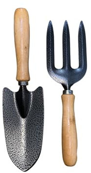 Two B Garden Hand Tool Set, Metal Trowel and Fork with Wooden Handles, 2-Piece, 27cm Fork and 30cm Trowel
