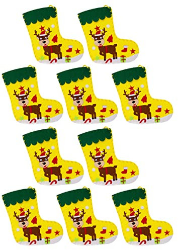Vaguelly 10stücke Weihnachtsstrümpfe Diy Nähen Kit Zum Selbermachen Für Junge Mädchen Weihnachtsstrümpfe Material Kits Vlies Socken Für Weihnachten Präsentieren Dekorationen