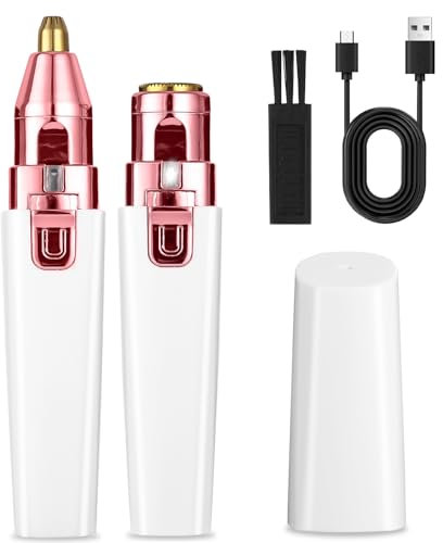 Bixury Profesional Afeitadora Mujer 2 en 1 Afeitadora Eléctrica Recargable Rasuradora Depiladora de Cejas con Luz LED para Cara Labios y Cuerpo Bikini Axilas Brazos