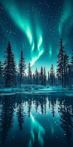 Diamond Painting Aurora Komplett Kit Vuxna, Diamanter Crystal Art Landskap Barn, 5D DIY Mönster Med Pärlor För Att Fästa Diamantmålning, Målning Diamantkonst Presentdekorationer 20x40cm X-0