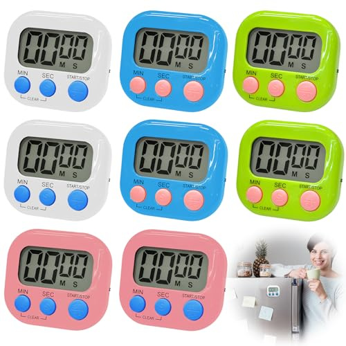 WIYETY Magnetisch Stoppuhr Timer: Digitaler Küchentimer mit Uhr mit Großem LCD-Display Stumm für Küchen, Büros, Sport (Batterien Nicht Enthalten) (8)