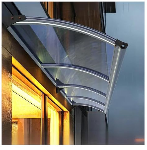 ZHENGQIAN Auvent Marquise de Porte d entrée,Auvent de Patio,Auvent de Fenêtres Autonettoyant à l'eau de Pluie,Protection Contre Neige UV,avec Support Mural en Acier au Carbone(65x180cm/25.6x71in)