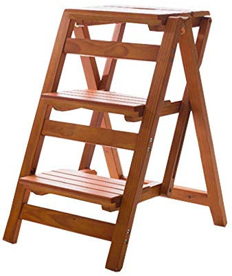 Escabeau pliable en bois massif pour maison, bibliothèque, 3 marches Capacité de 150 kg