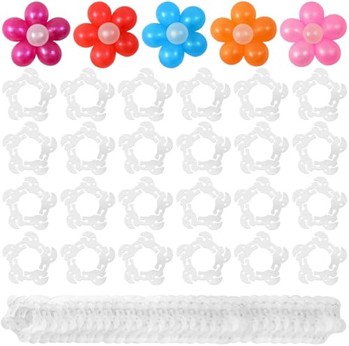 100 clip per palloncini per arco, connettori per palloncini a forma di fiore, supporti per arco decorativo, clip per fiori per baby shower, matrimoni, eventi, forniture per feste di compleanno