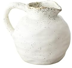 SM Beba Jug, 18.5cm – Rustic Ceramic Water Pitcher – Decorative Farmhouse Vase for Flowers – Vintage Style Home Decor for Kitchen, Dining Room, or Hallway