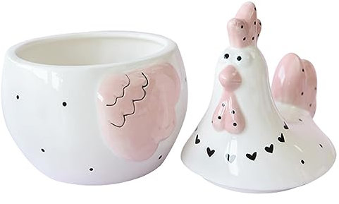 Holibanna Contenitore Ermetico Per Uova in Ceramica a Forma Di Gallina Con Coperchio, Barattolo Porta Caramelle e Zucchero Per Cucina, Organizer Per Alimenti Secchi e Accessori Domestici