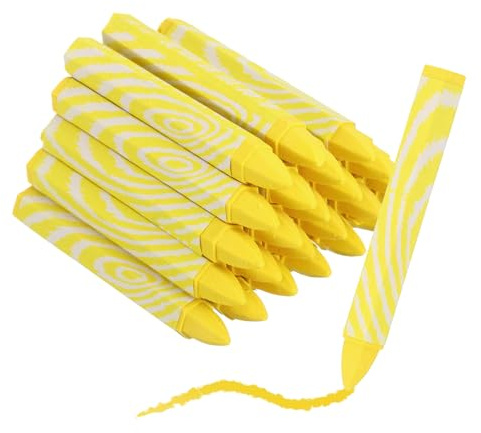sourcing map 24Pcs Lumber Marking Crayons, 4.1 x 0.6 Hex Wax Tire Marker Pen Drawing Crayons for Wood Metal Wood Carton Ceramics Glass Plastic (Yellow)